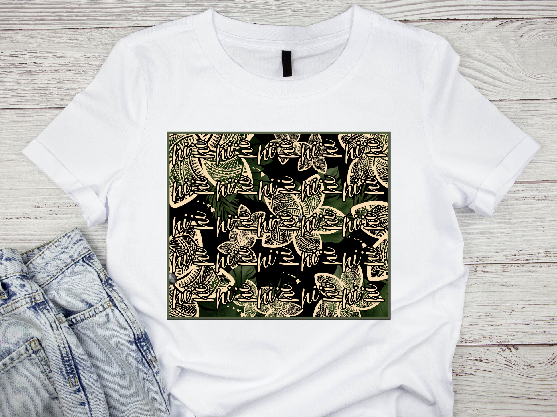 HI Pattern Plumeria Tshirt